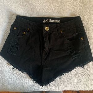Black jean shorts